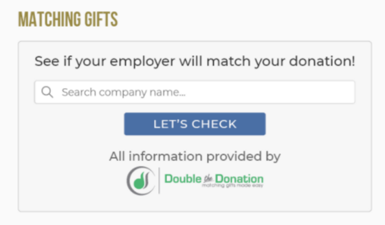 Dedicated Matching gifts page with 360MatchPro search tool