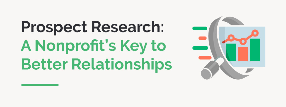 An illustration representing data research next to the title of the article: Prospect Research: A Nonprofit's Key to Better Relationships